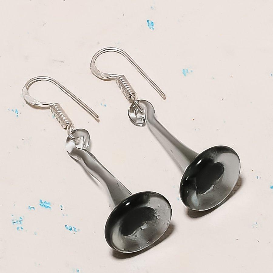 Natural Black Spinel Gemstone 925 Sterling Silver Jewelry Earring 1.77 AE-12733
