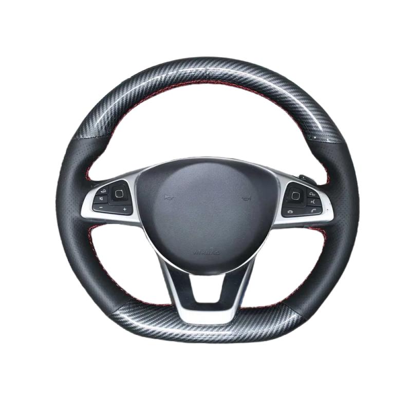 For Mercedes-Benz C200 C250 C300 B250 B260 A200 A250 Sport CLA220 Black Carbon fiber  Leather Car Steering Wheel Cover