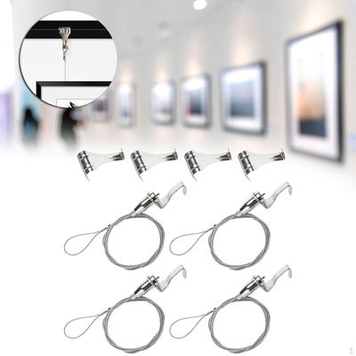 Confezione da 4 Sistema di Sospensione per Quadri con Ganci a Filo per Esporre Opere d'Arte