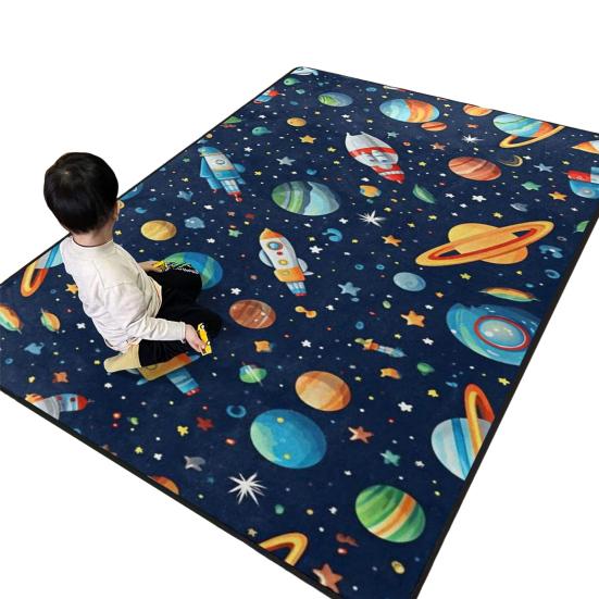 Yousheng Kids Playmat Rug 120x160cm Nursery Colorful Checkered Rug with Anti-Slip Backing Classroom Seating Area Carpet for Art Room Playroom