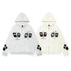 Unisex Oversized Hooded Cardigan With Embroidered Dog Motif Casual Cotton Sweatshirt Loose Fit