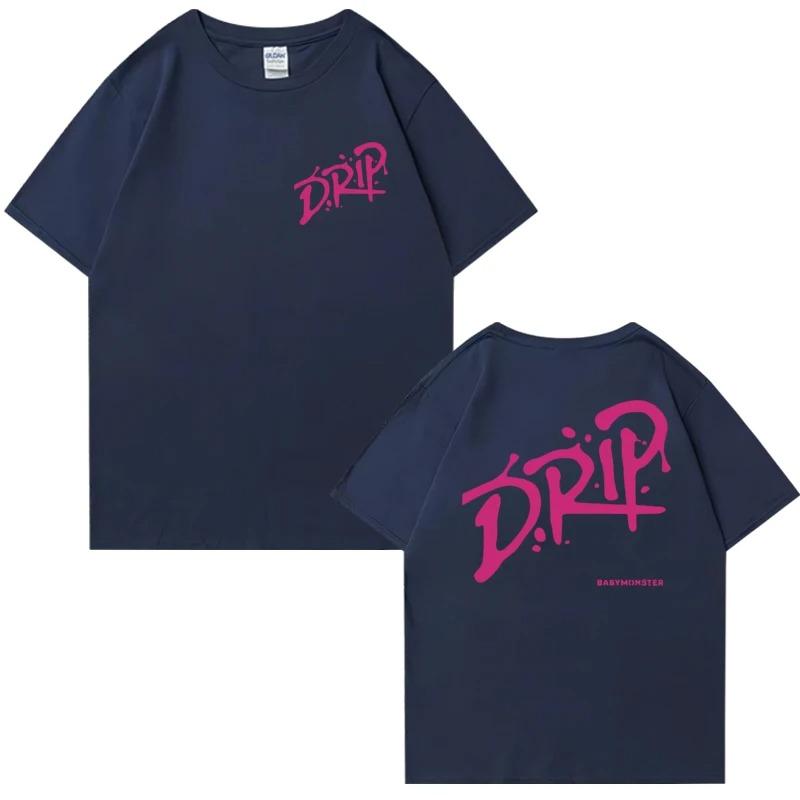 

Babymonster Drip Album World Tour 2026 Double Sided Print Short Sleeve T-shirts Men Women Cotton Black Tops Unisex T Shirt XXXL бежевий