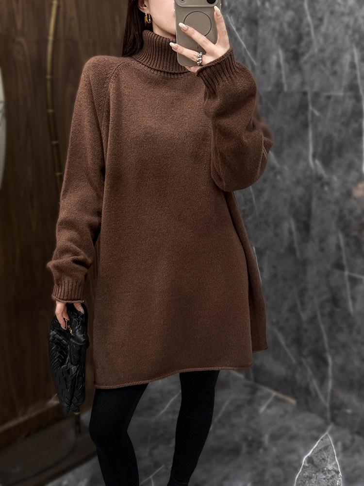 Women's Soft & Cozy Half-High Collar Sweater: Autumn/Winter Pullover, Slimming, Loose Fit, Knit Base Layer, Perfect for Lazy Days.