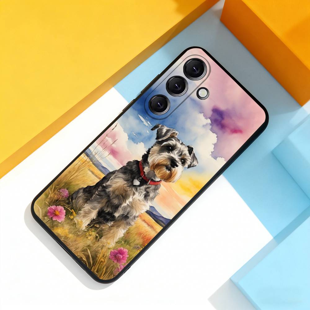Cartoon S-Schnauzer Dog Phone Case For Samsung Galaxy A 22,71,53,52,51,72,73,5G,Note,J7,8,9 Soft Black Cover