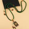 Vintage thangka necklace green agate beaded niche high-end messenger chain cheongsam accessories women