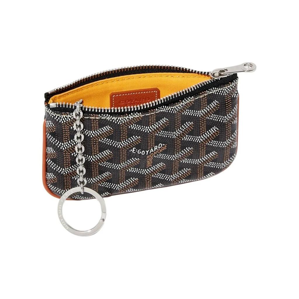 GOYARD Sénat All-Over Print Zipper Clutch Canvas and Calfskin Key Case Nano Unisex Couple's Style Black and Brown