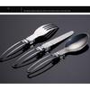 Portable Utensil 3 In 1 Stainless Steel Folded Tableware with Storage Bag Multifunctional Dinnerware Picnic Cutlery
