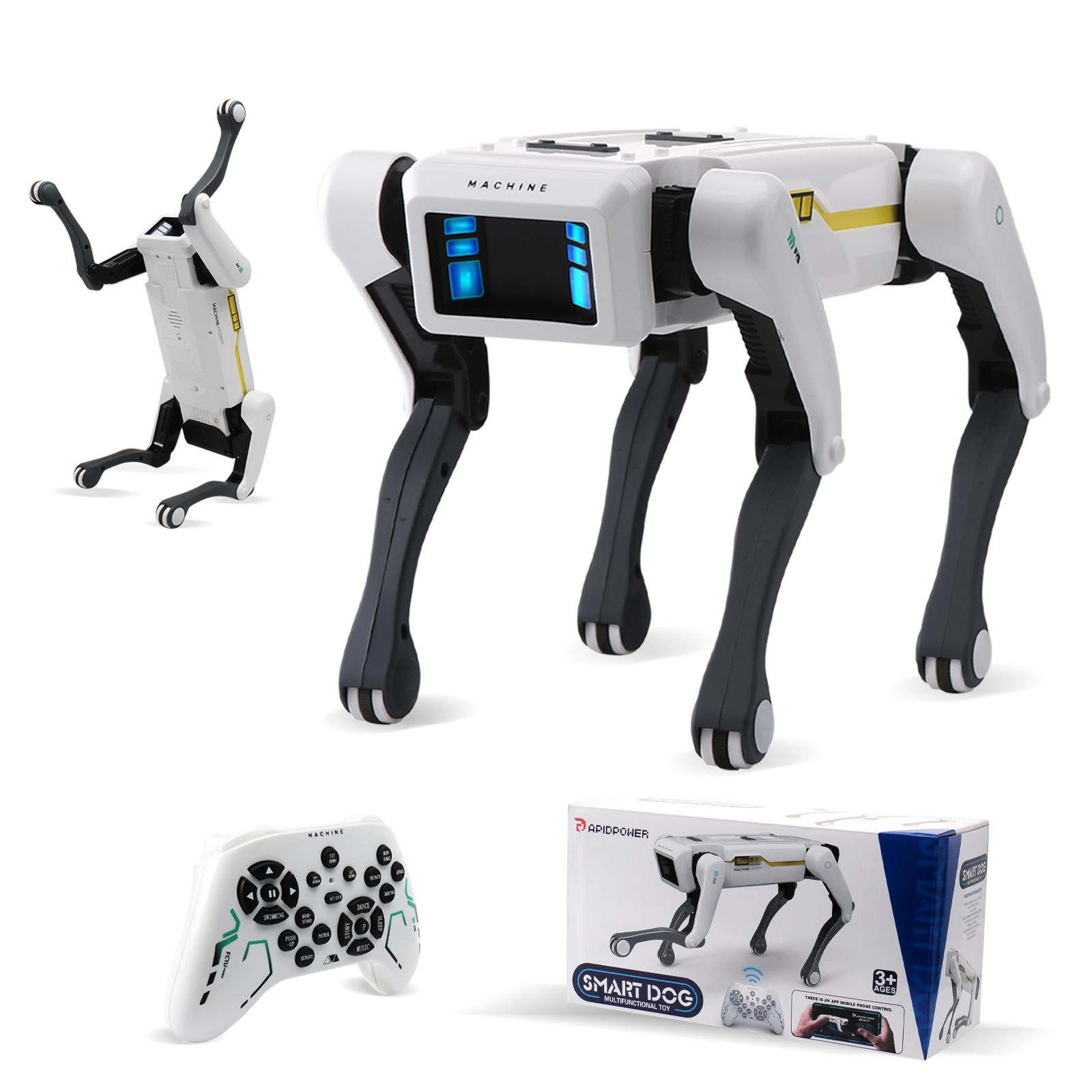 

Intelligent AI RC Robot Dog Voice Dialogue APP Remote Control Programming Singing Dancing Machine Dog Kids Toys білий