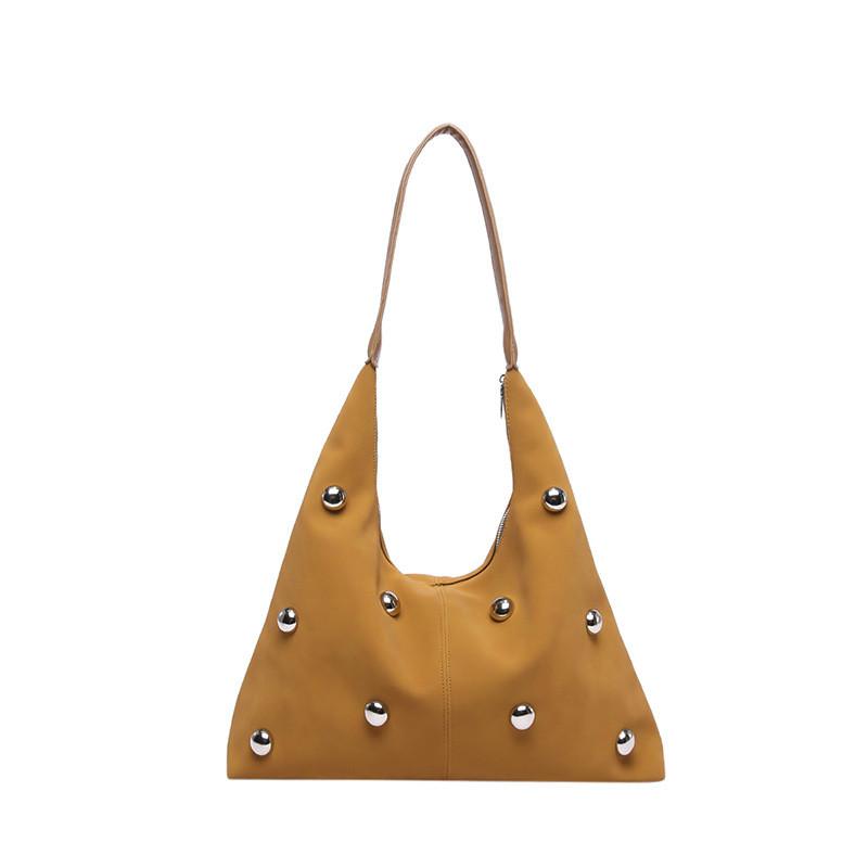 

Декоративная сумка-тоут из винтажной замши с заклепками, большой вместимости, женская повседневная для осени каштановый