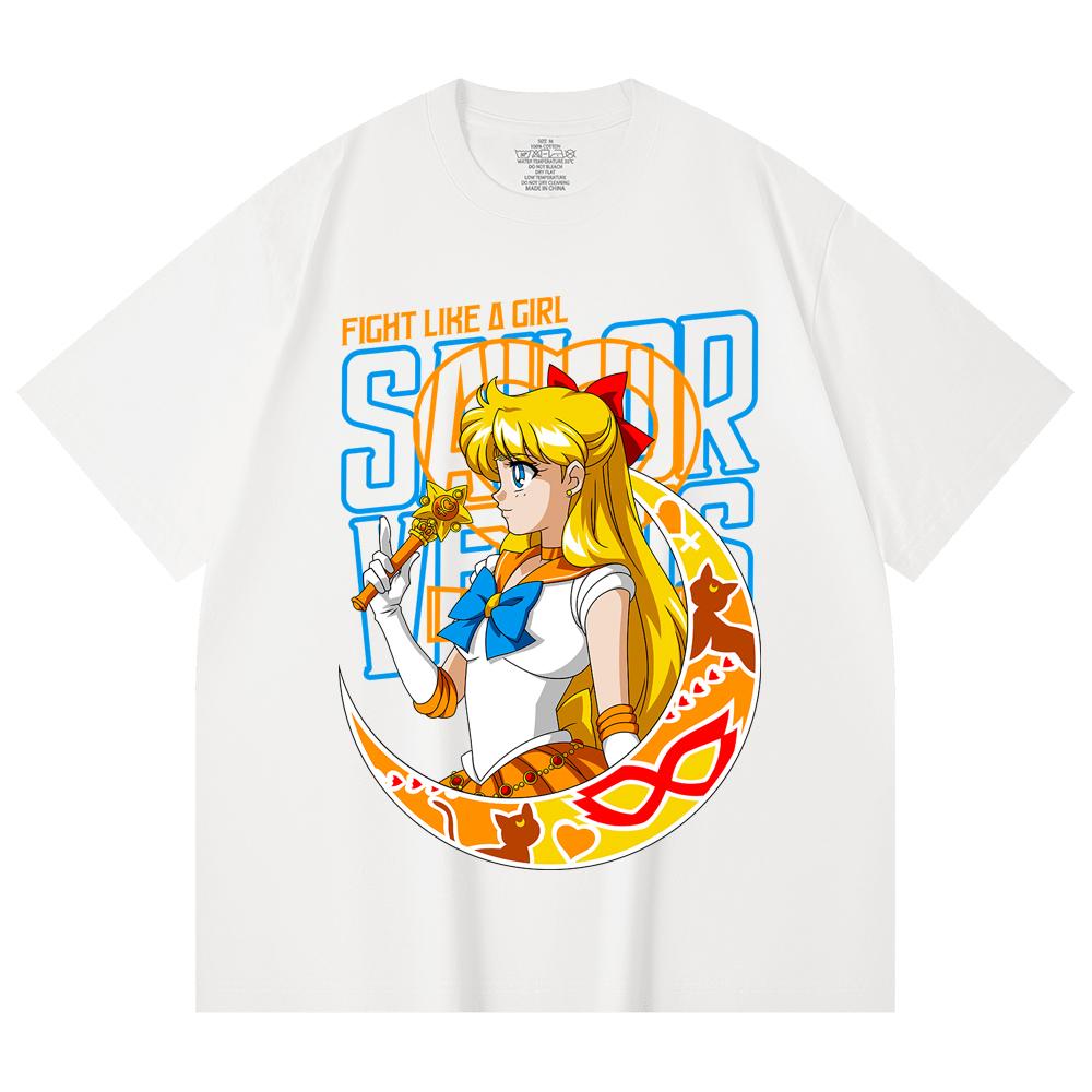 230 Gsm 100% Cotton Sailor Moon V5 Venus Print Unisex Heavy Cotton T Shirt