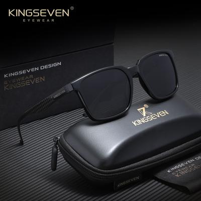 Kingseven Klasyczne Modne Kwadratowe Czarne Oprawki Okulary Przeciwsłoneczne z Polaryzacją UV400 - Niezbędne Unisex na Podróże i Codzienne Wyjścia
