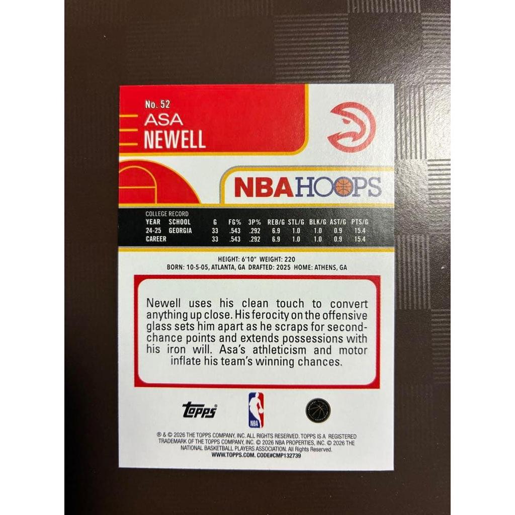 Used Topps NBA Asa Newell RC 3 pieces