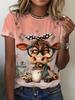 Rundhals Kurzarm Aquarell Giraffe Blumendruck T-Shirt Damen Outfits Lässig Tägliche Kleidung Sommer Damenkleidung