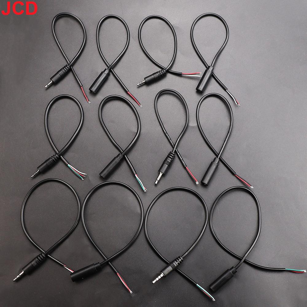 JCD 5Pcs 2.5/3.5mm Audio Cable Connector 2 3 4 Pole Mono Stereo Male Plug Female Jack Extension Wire AUX Headphone DIY Repair