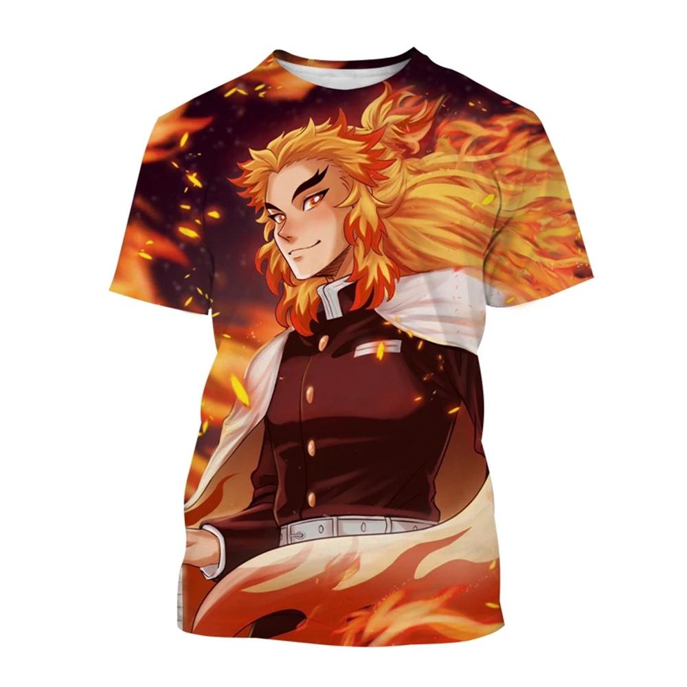Hot Selling Anime Cartoon Characters of Rengoku Kyoujuru Hot Blooded Hip-hop Cool Street Personality 3D Printed T-shirt
