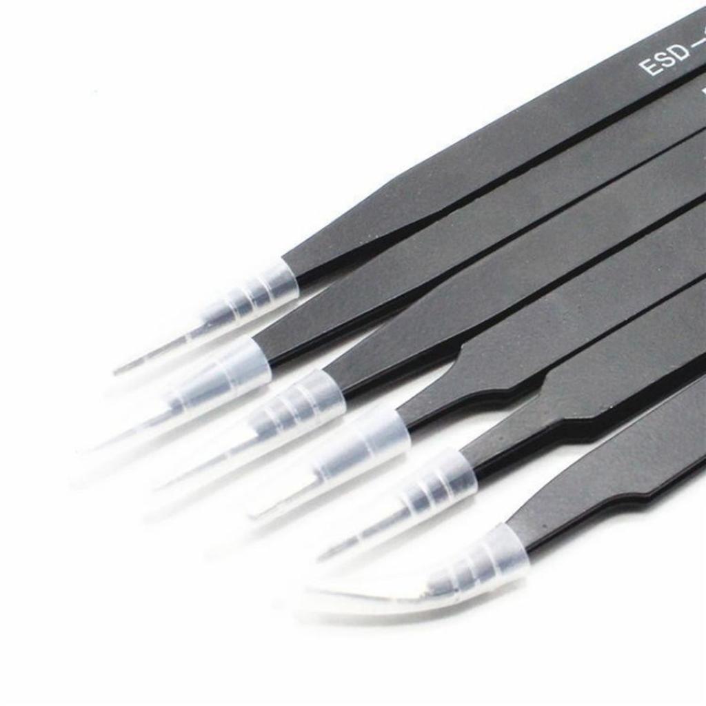Black Coated Stainless Tweezers Ergonomic Tweezers Electronics Disassembly for Electronic Device Repair & Model Making