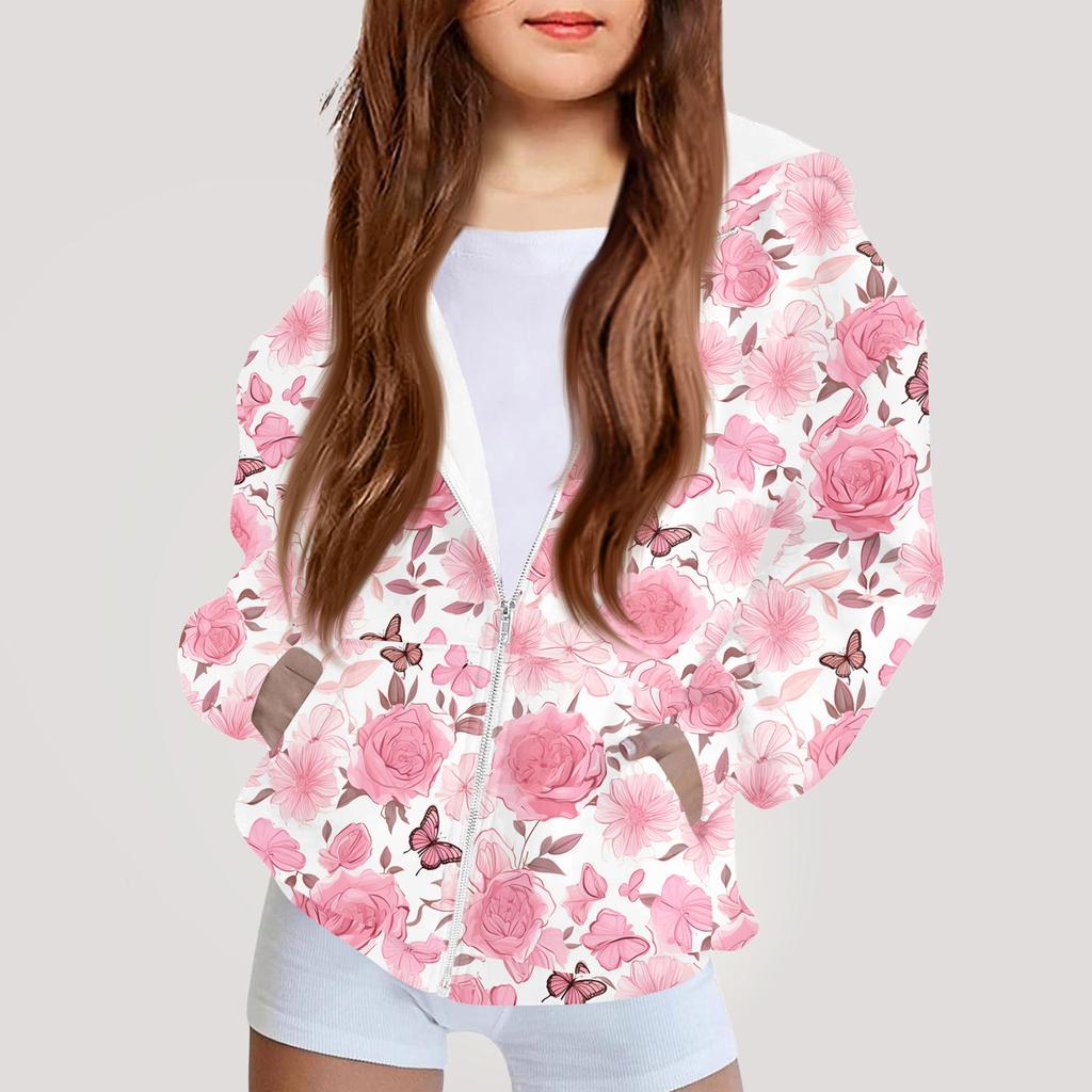 Moda dziecięca Bluza z kapturem z nadrukiem z długim rękawem Dziewczęca kurtka hoodie
