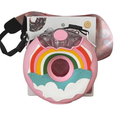Doughnut Bottle 380ML Cute Leakage Proof Portable BPA Free Silicone PC 145x145mm Water Bottle with