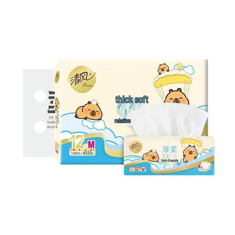 Qingfeng 4-Ply Facial Tissues, 1080 Sheets, M Size, Thick & Soft, Skin-Friendly pack