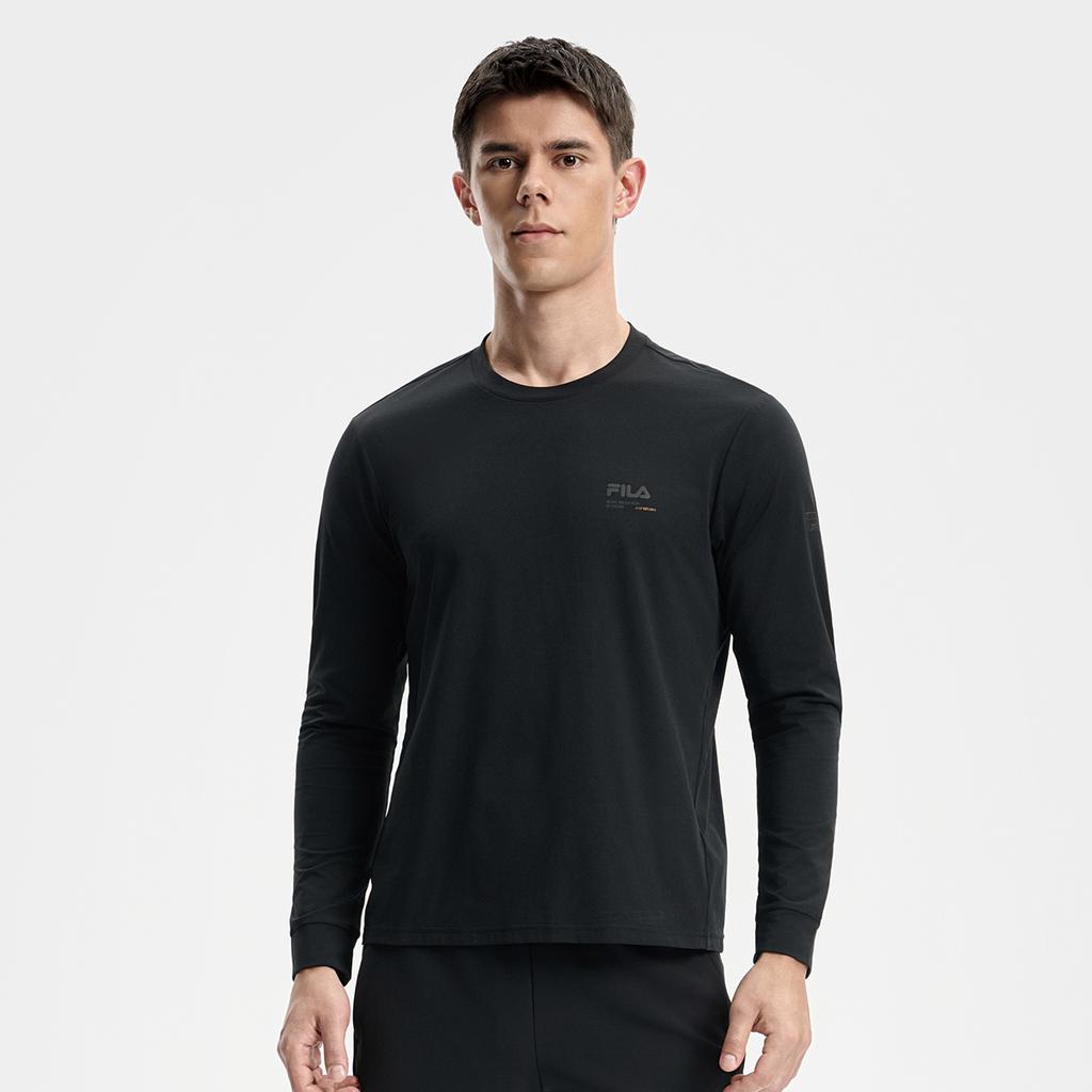 Fila Fitness Casual Fashion Simple Loose Knit Long Sleeve T-Shirt Men Tops A11M541214FBK