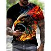 New Cool Eagle Pattern T Shirt For Men Clothing 3D Print Flame Eagle Summer Streetwear