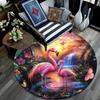 Flamingos Round Area Rug,Carpet Rug for Living Room Bedroom Sofa Playroom Decor,Non-slip Floor Mat