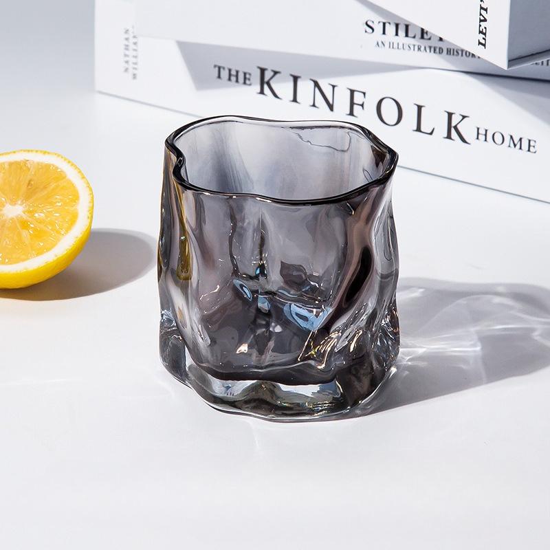 Transparent Whiskey Twisted Glass Cup,High Beauty Water Cup Beer Glass Household Juice Glasses Cold Drink Glassware