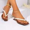 Fashion Fashion Hoof Heels Flip Flops for Women 2025 Summer Square Toe Clip Toe Sandals Woman Designer Style Med Heeled Slippers Female