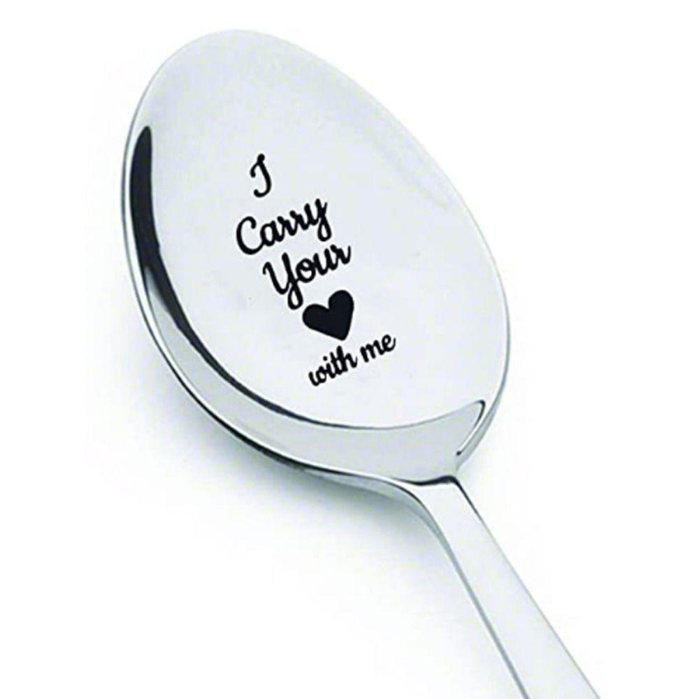 Engraved Design Key of Love Spoon Personalized Text Love Letter Spoon  Romantic Gift