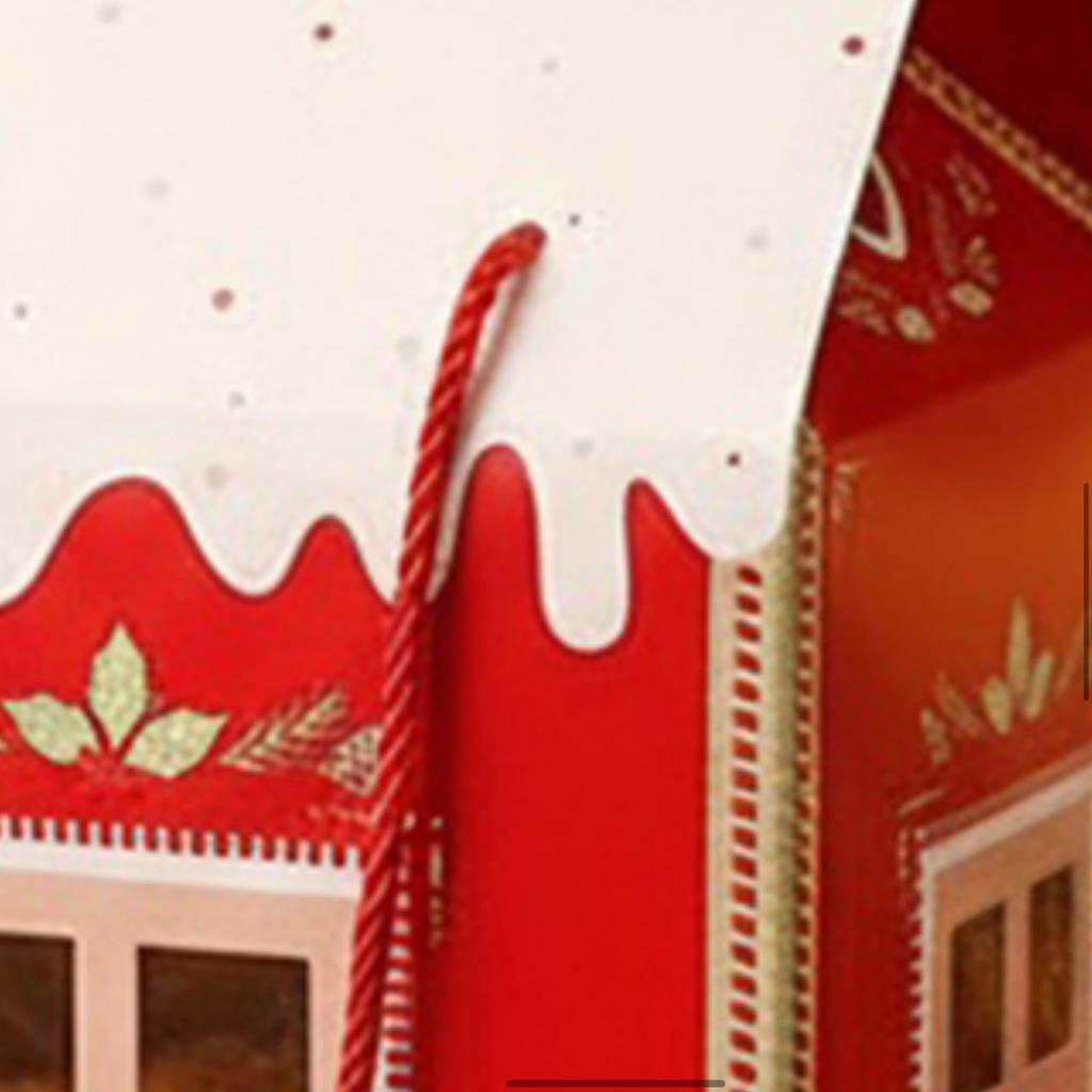 Christmas Cottage Gift Box Paper Treat Boxes with Handle Christmas Party Favor Box for Xmas Holiday Party Treat Goodie Packaging