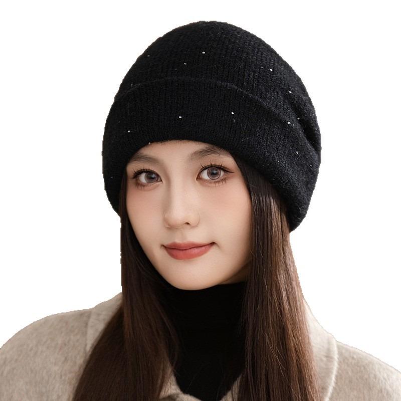 Winter Hat Women's Gypsy Wool Knitted Hat Big Head Circumference Showing Face Small Headhat Fashionable Versatile Warm Cold Hat