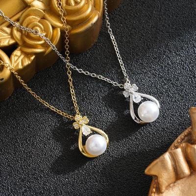 18 Karat Gold Barockperlen-Anhänger Halskette - Elegante, Modische, Vielseitige Damen Schlüsselbein Kette