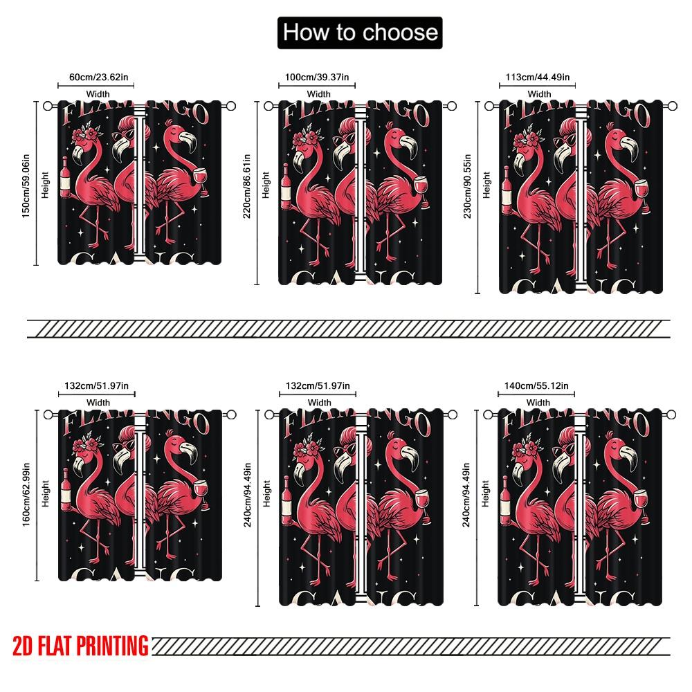 2Pcs,2D Plane Printing Curtains Roller Blinds Fashion Flamingos 100% Polyester (Without Rod) Decorations For Home Perfect For