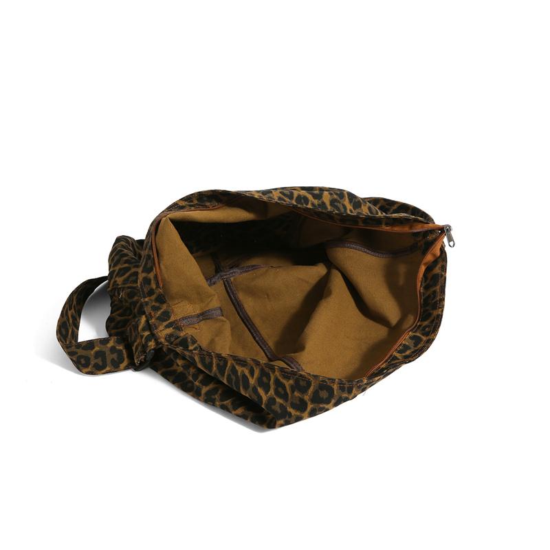 Vintage Leopard Print Tote Bag Women's Lightweight Shoulder Bag Large Capacity Underarm Bag