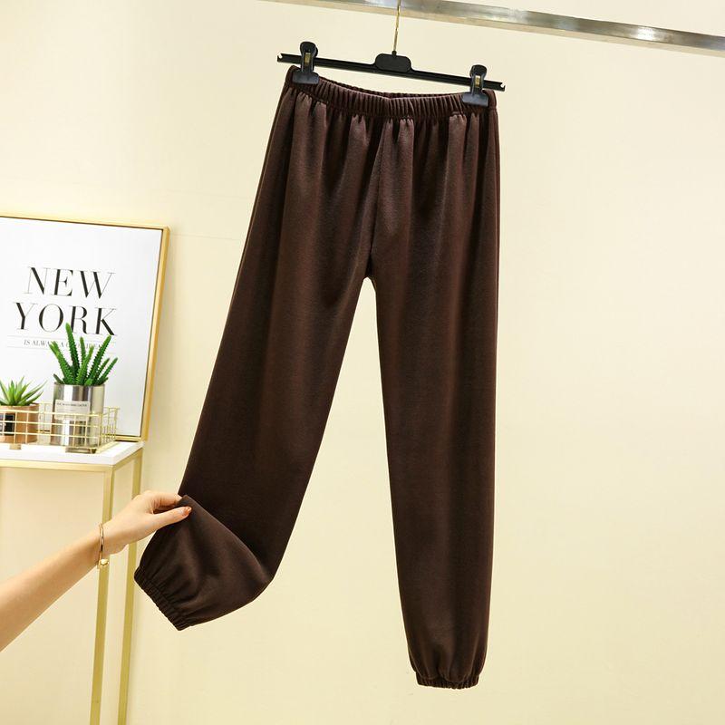 

Double-Sided Velvet Loose-Fitting Loungewear Thickened Heattech Ankle Banded Pants Dark brown XL (65.00 kg-75.00 kg recommended