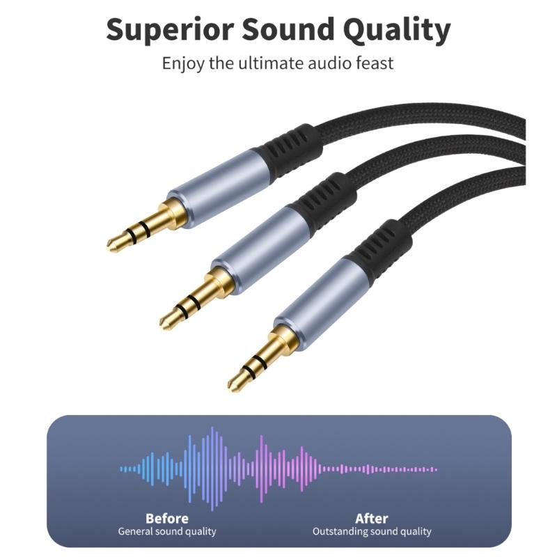 3.5mm TRS Y Splitter Adapter Cord Combines or Split Sound Signal for Speakers and Headphones Use with Music Player