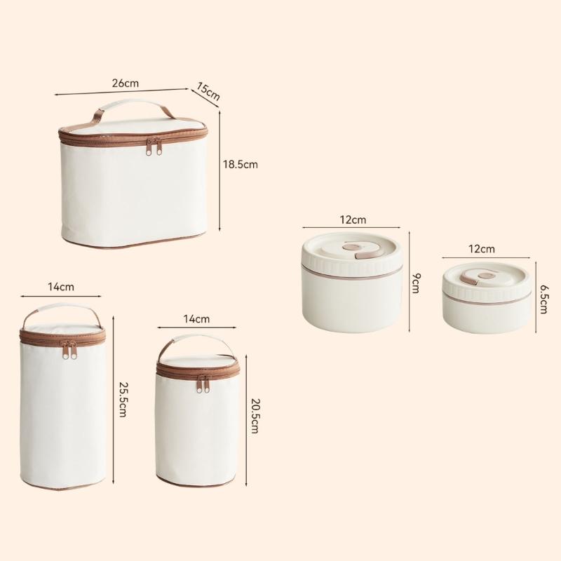 Thermal Food Storage Container 4 Compartment Bentos Box Set with Insulated Lunch Bags for Office School Use