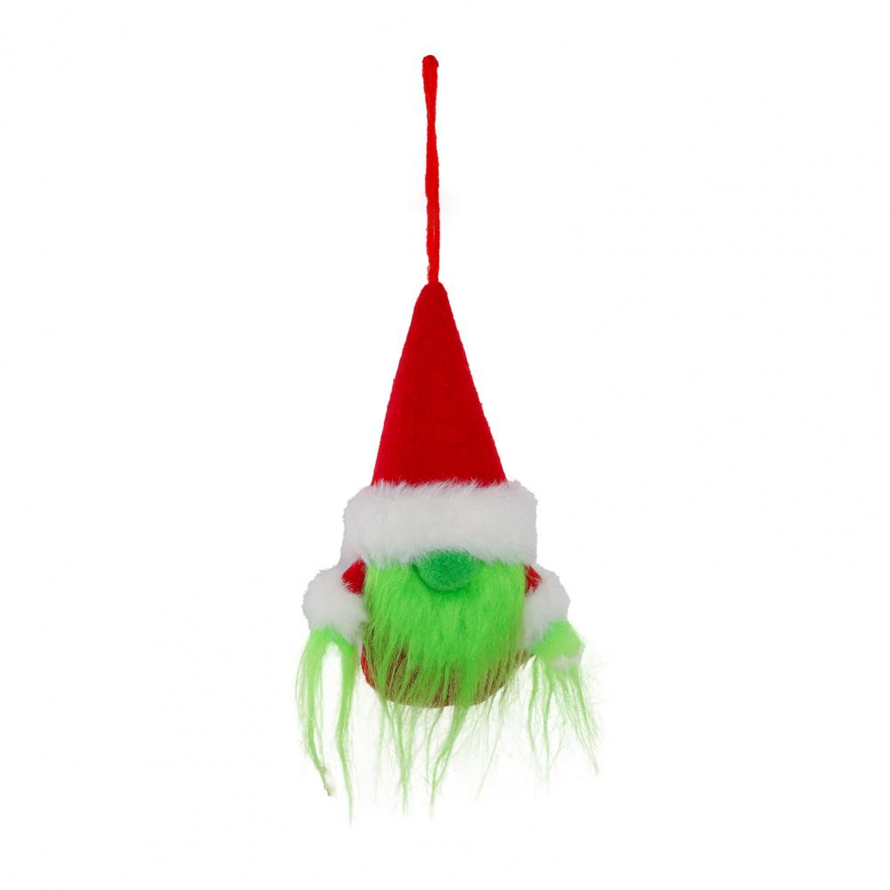 

Green Gnome Christmas Ornament Faux Fur Furry Faceless Dwarf with Santa Hat Xmas Tree Hanging Decoration for Tree Party Decor зелёный