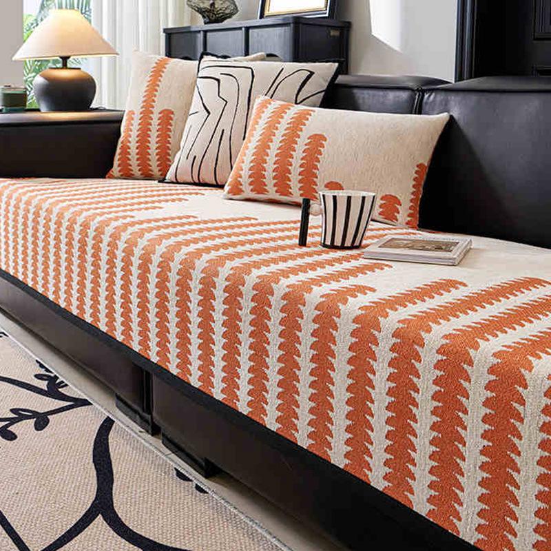 Chenille Sofa Mat Pet-Friendly All-Season Fit for 1-4 Seater Sofas, Anti-Slip Wear-Resistant Cover with Plush Warmth for Living Room