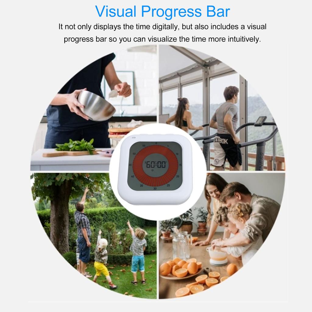Digital Timer Rechargeable Visual Timer with Magnetic Backing Stand for Kitchen Learning Management