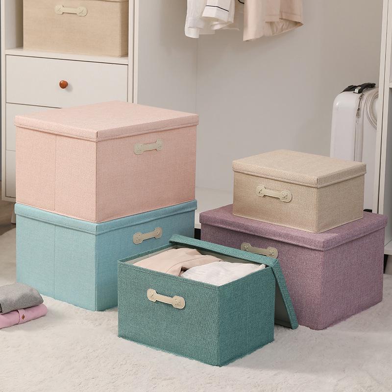Morandi Foldable Storage Box with Lid - Clothes, Toys & Desktop Organizer