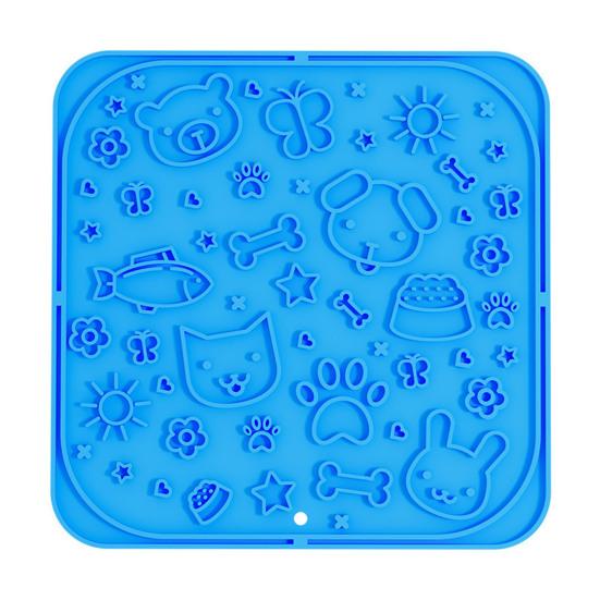 Dogs Cats Silicone Lick Mat Anti-choking Anxiety Relief Square Paw Shape Pet Food Mat with Suction Cup Slow Eating Puzzle Feeder Licking Mat