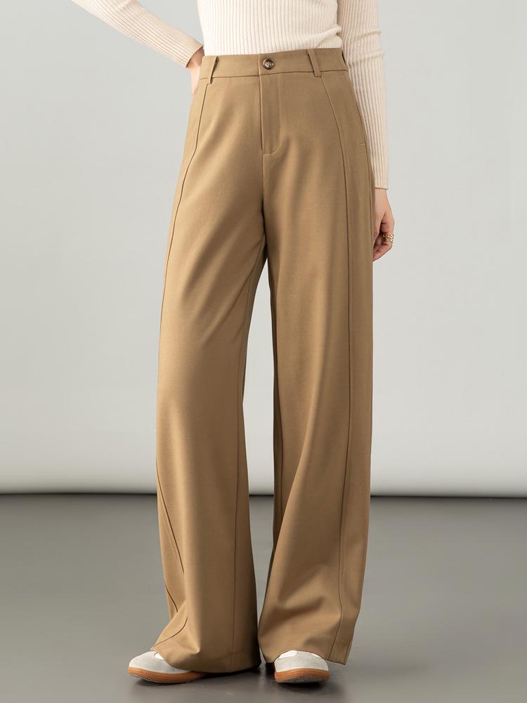 Women's Autumn 2025 High-Waisted Lyocell Wool Pants - Narrow to Wide-Leg, Drapey, Floor-Length Trousers.