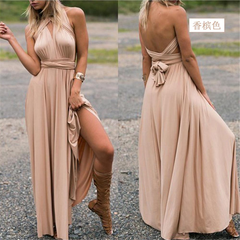 Sexy rückenfreies Modefrauen-langes Kleid ärmelloses lässiges Party-Abendkleid