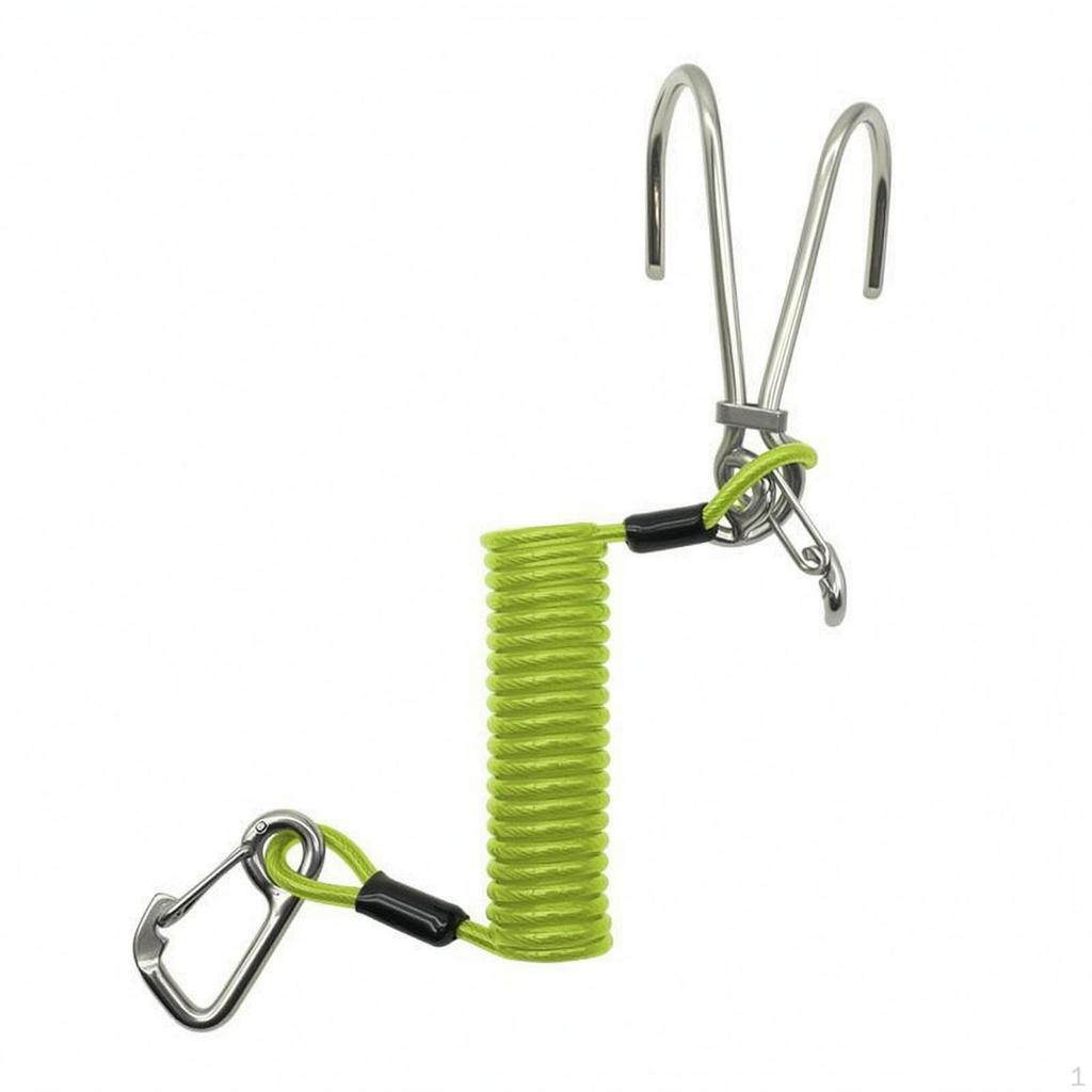 Current Hook Lanyard 316 Stainless Steel Double Resistant Tether for Divers Black