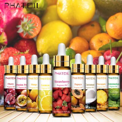 PHATOIL 10ml Strawberry Cherry Lime Mango Coconut Fruit Fragrance Oils for Aromatherapy Diffusers Skin Care Massage Yoga Relaxation DIY Perfume