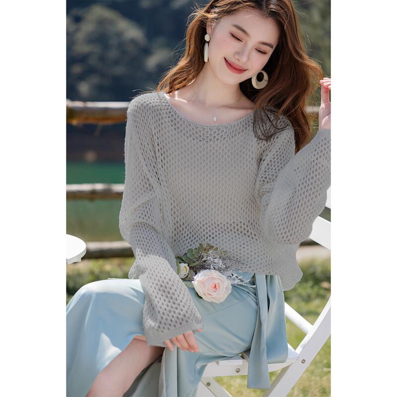 Mocana Women's Minimalist Crew Neck Loose Knit Sweater
