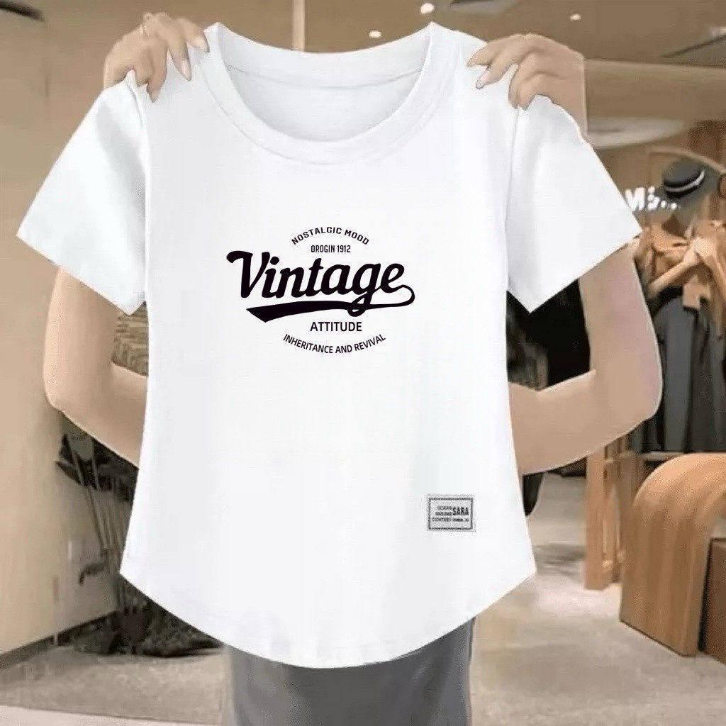 Summer Casual Slimming Round Neck Printed T-Shirt for Women S