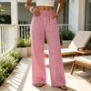 Women Wide Leg Pants Striped Pants, Summer Elastic Waist Casual Soft Lounge Trousers, Breathable Loose Fit Palazzo with Pockets
