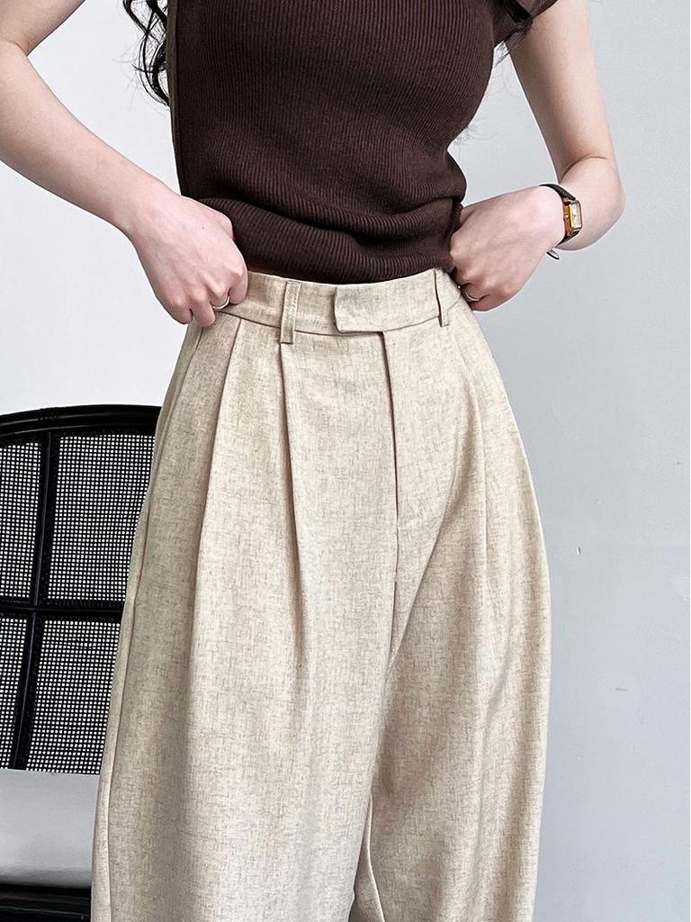 Luxi Minimalist Women's Wide-Leg Mopping Pants, Spring/Autumn 2025, Old Money Style, Loose Drape, Perfect for Commuting.